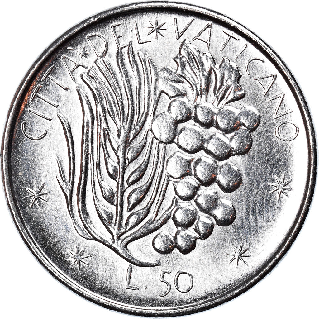 Moeda, CIDADE DO VATICANO, Paul VI, 50 Lire, 1977, Roma, MS(63), Aço