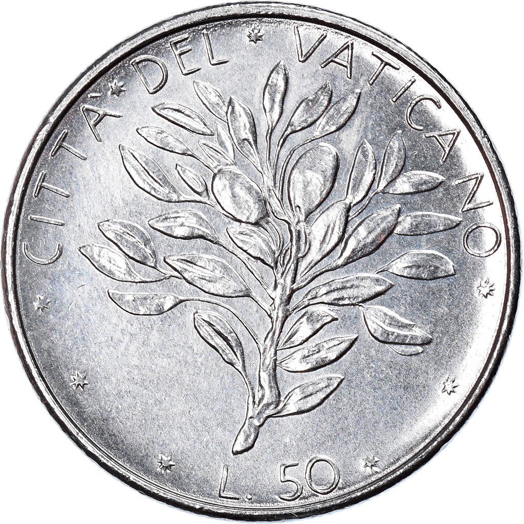 Coin, VATICAN CITY, Paul VI, 50 Lire, 1976, AU(55-58), Stainless Steel, KM:121