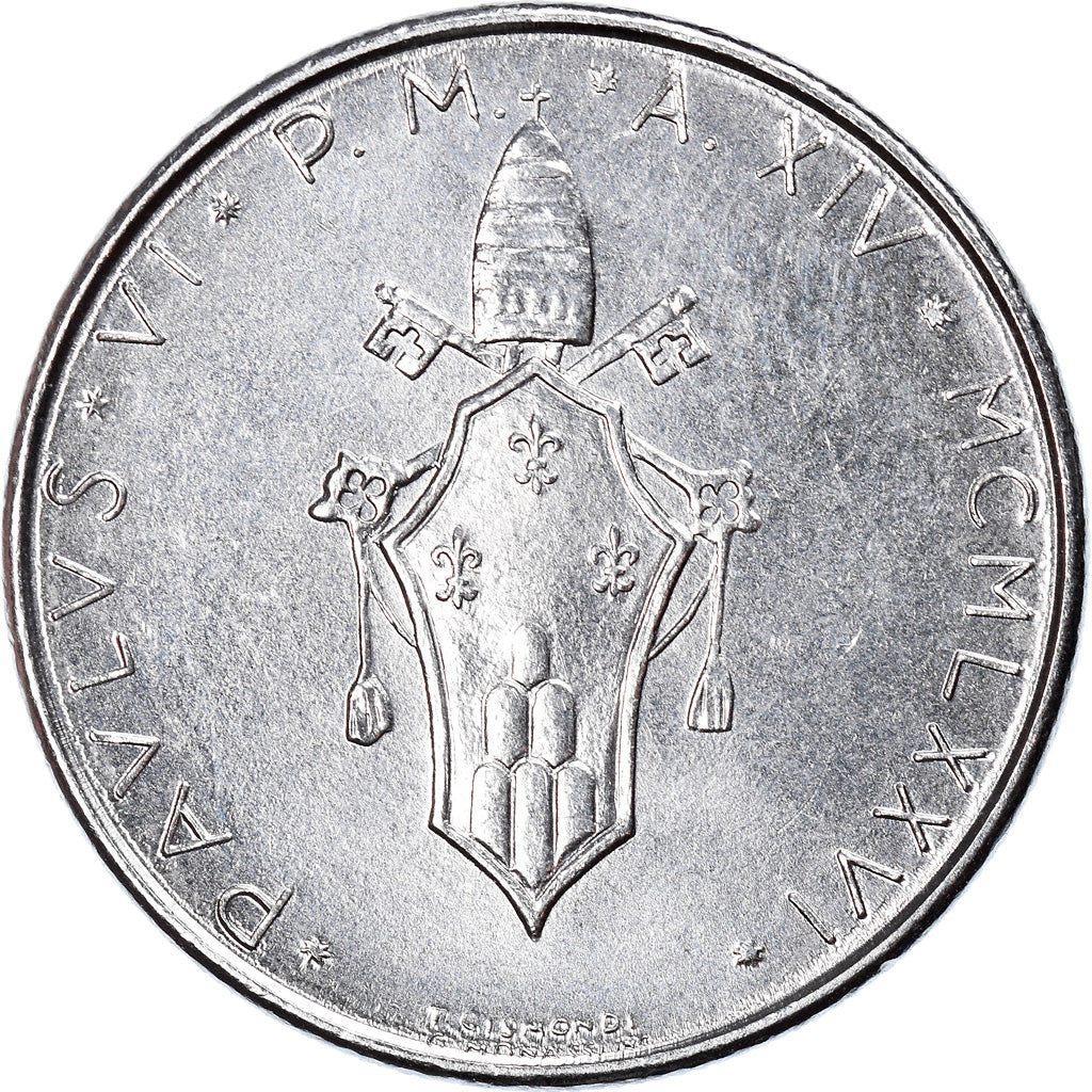 Coin, VATICAN CITY, Paul VI, 50 Lire, 1976, AU(55-58), Stainless Steel, KM:121
