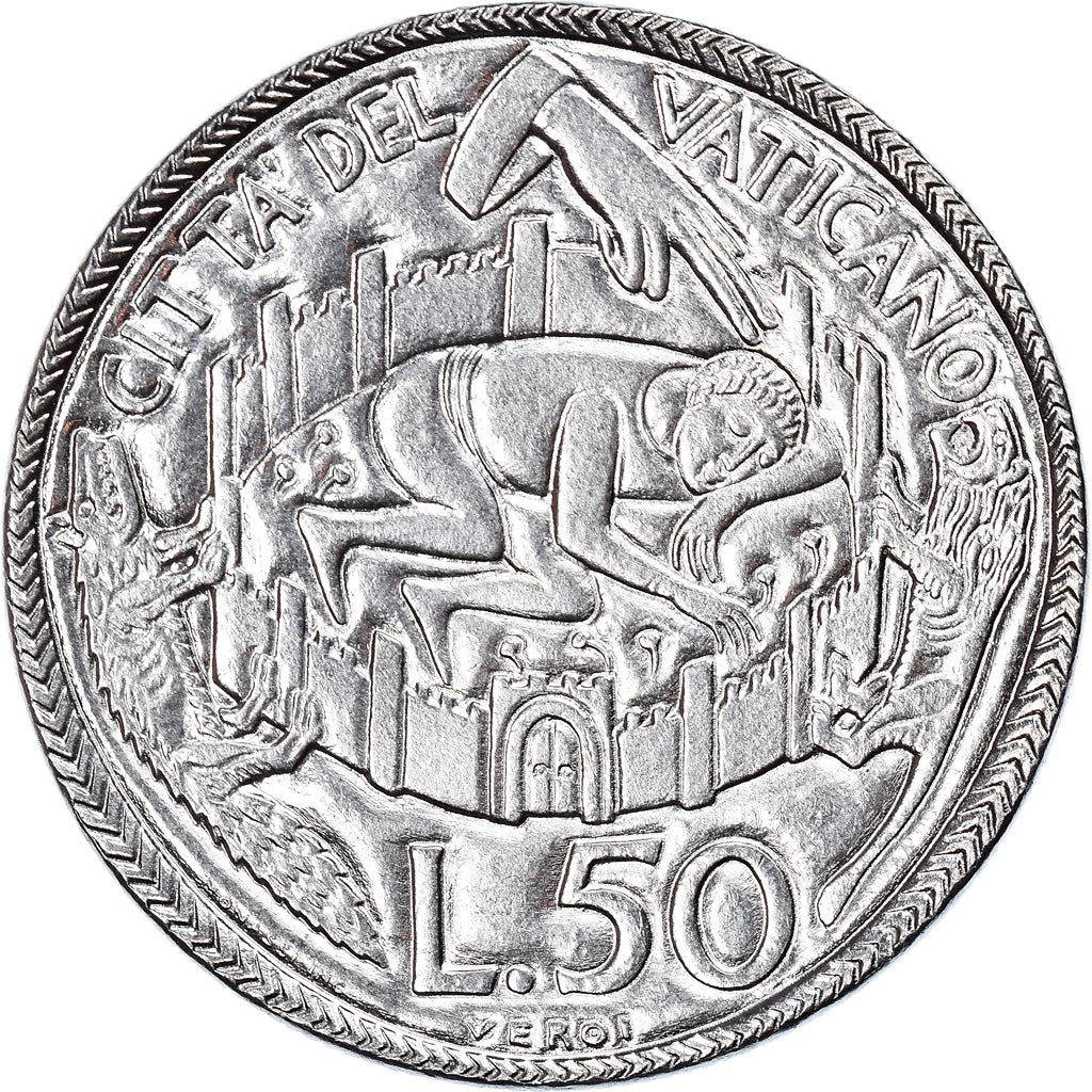 Coin, VATICAN CITY, Paul VI, Holy Year - The Peace of the Lord, 50 Lire, 1975
