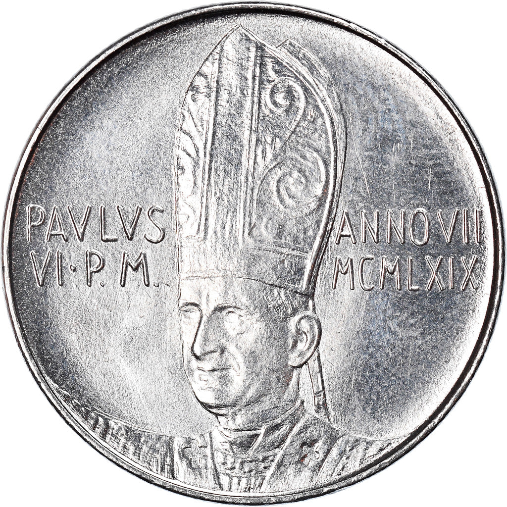 Münze, Vatikanstadt, Paul VI, 50 Lire, 1969, Roma, UNZ, Stainless Steel, KM:113