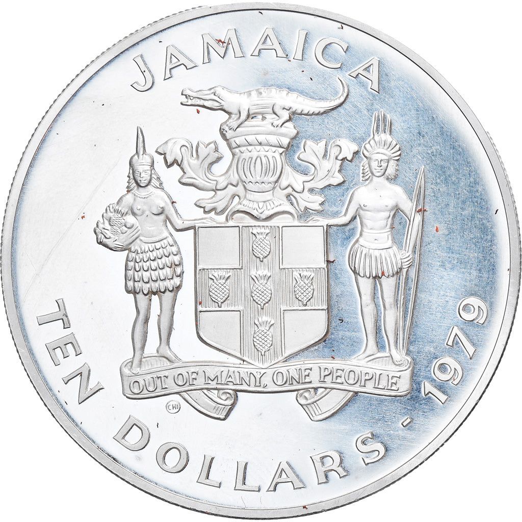 Coin, Jamaica, Elizabeth II, 10 Dollars, 1979, Franklin Mint, MS(65-70), Silver