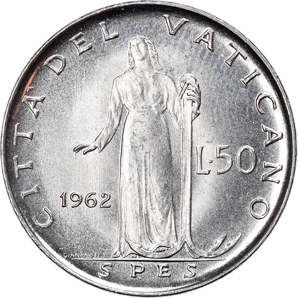 Moneta, CITTÀ DEL VATICANO, John XXIII, 50 Lire, 1962, Roma, SPL, Acciaio