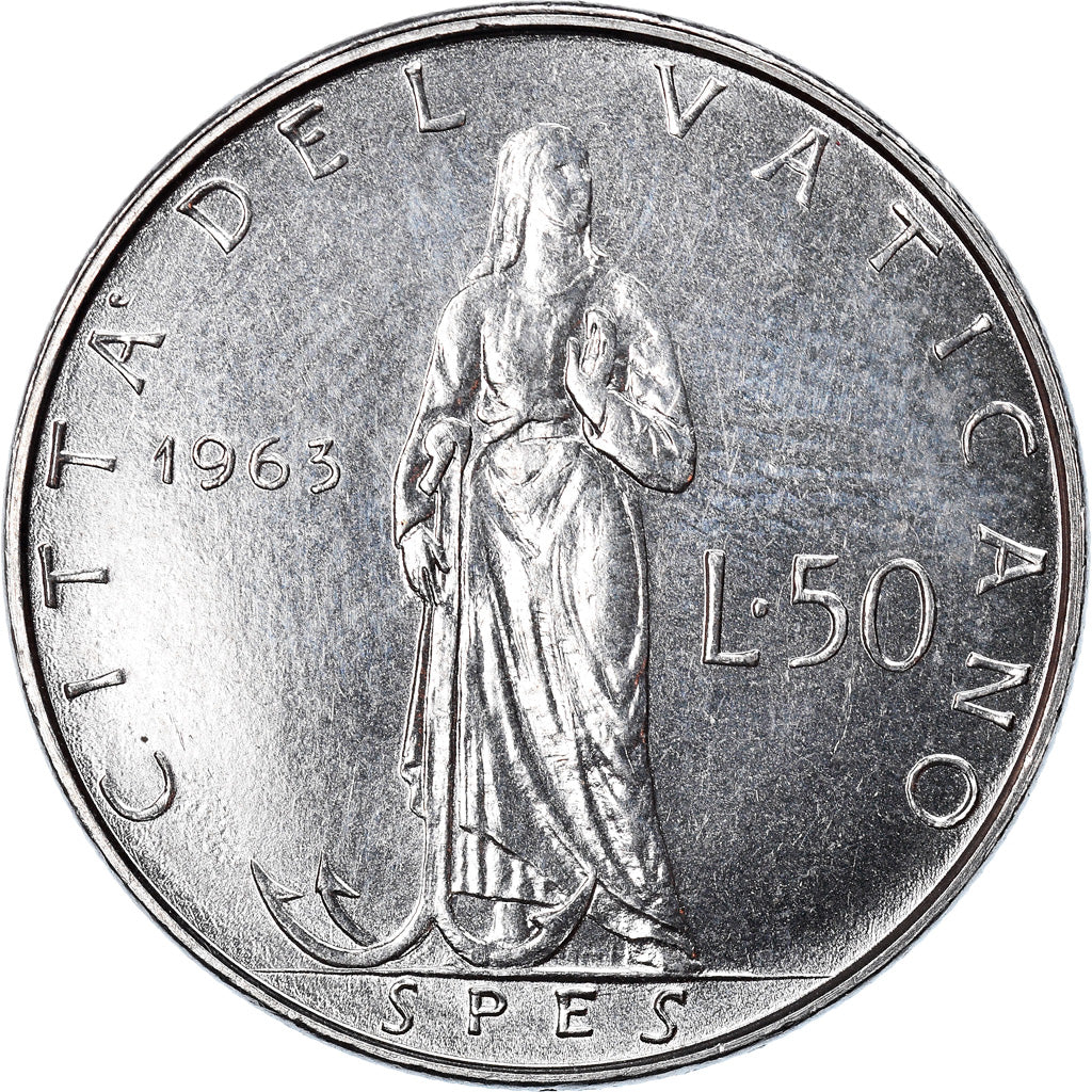 Monnaie, Cité du Vatican, Paul VI, 50 Lire, 1963, Roma, SPL, Stainless Steel