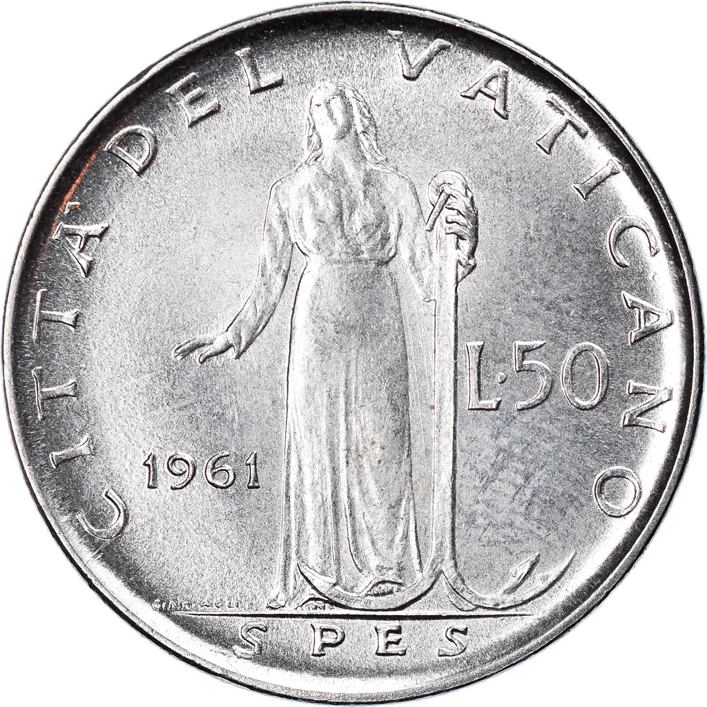 Moneta, CITTÀ DEL VATICANO, John XXIII, 50 Lire, 1961, Roma, SPL, Acciaio