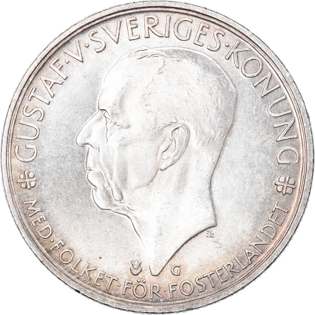 Coin, Sweden, Gustaf V, 5 Kronor, 1935, AU(55-58), Silver, KM:806