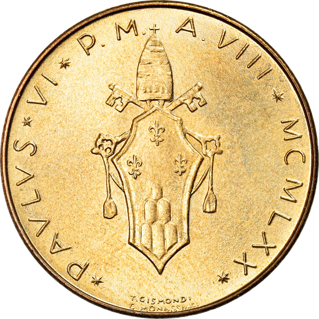 Coin, VATICAN CITY, Paul VI, 20 Lire, 1970, Roma, MS(63), Aluminum-Bronze