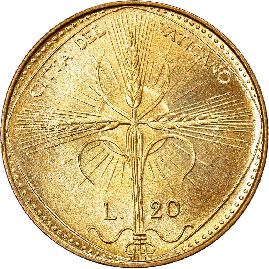 Coin, VATICAN CITY, Paul VI, 20 Lire, 1968, Roma, MS(63), Aluminum-Bronze