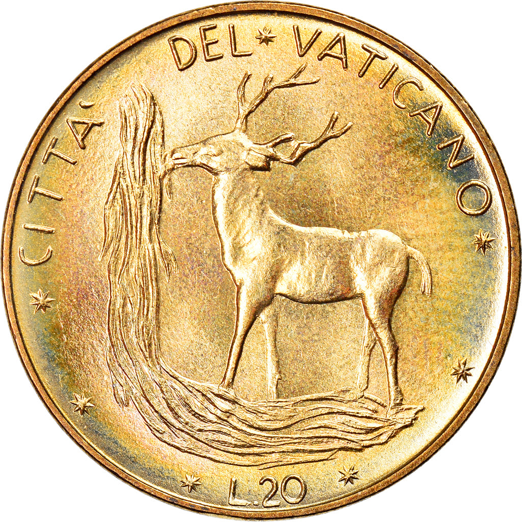 Coin, VATICAN CITY, Paul VI, 20 Lire, 1971, Roma, MS(63), Aluminum-Bronze
