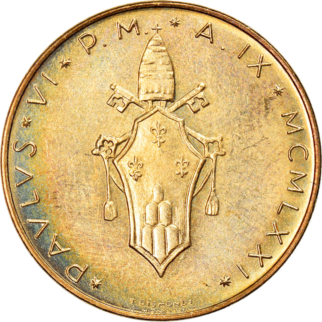 Coin, VATICAN CITY, Paul VI, 20 Lire, 1971, Roma, MS(63), Aluminum-Bronze