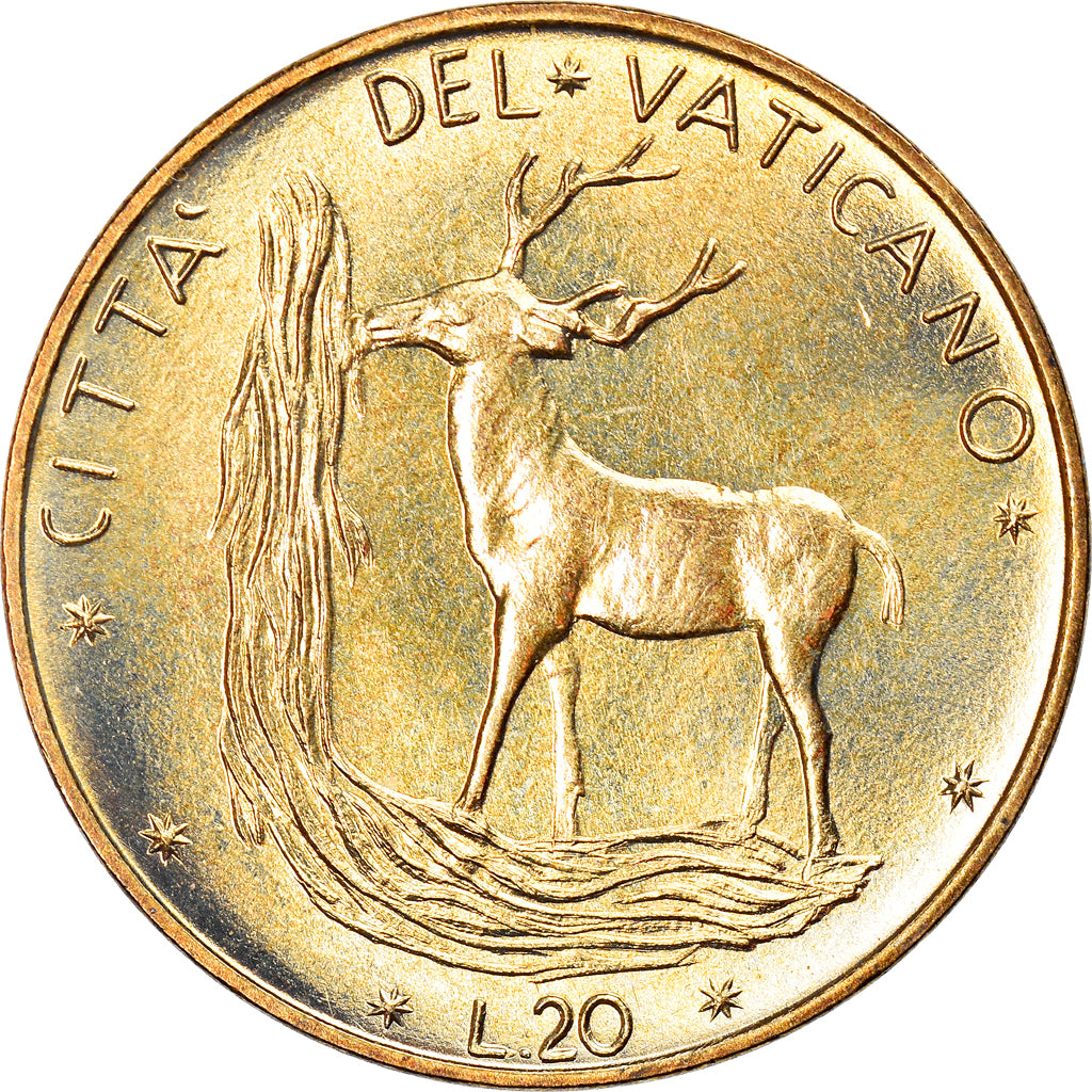 Coin, VATICAN CITY, Paul VI, 20 Lire, 1977, MS(63), Aluminum-Bronze, KM:120
