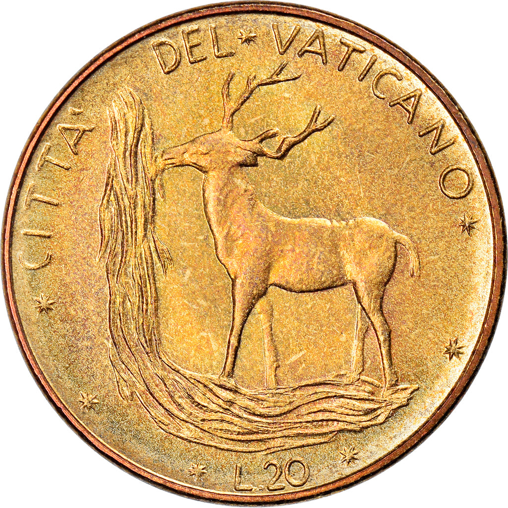 Coin, VATICAN CITY, Paul VI, 20 Lire, 1976, Roma, MS(63), Aluminum-Bronze