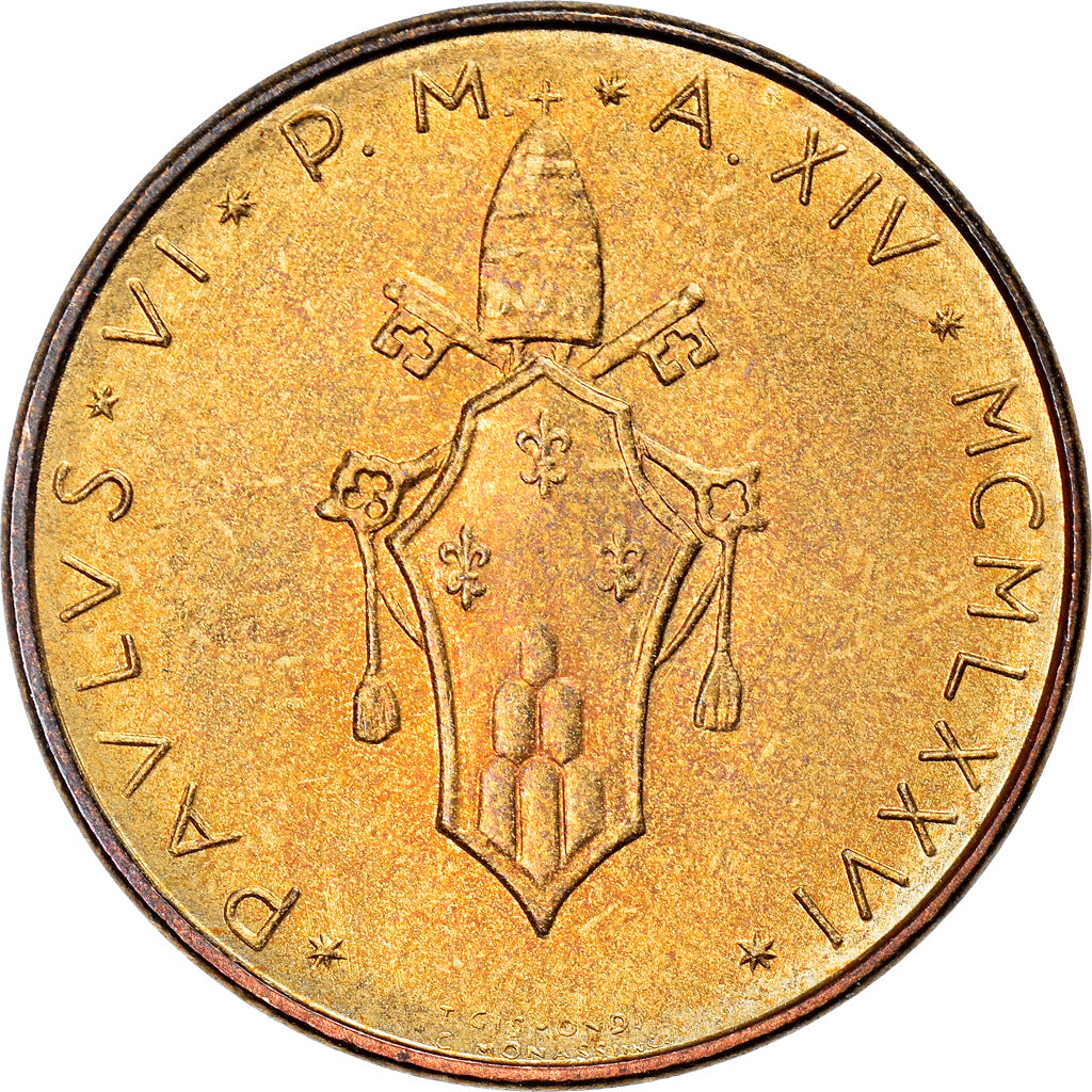 Coin, VATICAN CITY, Paul VI, 20 Lire, 1976, Roma, MS(63), Aluminum-Bronze
