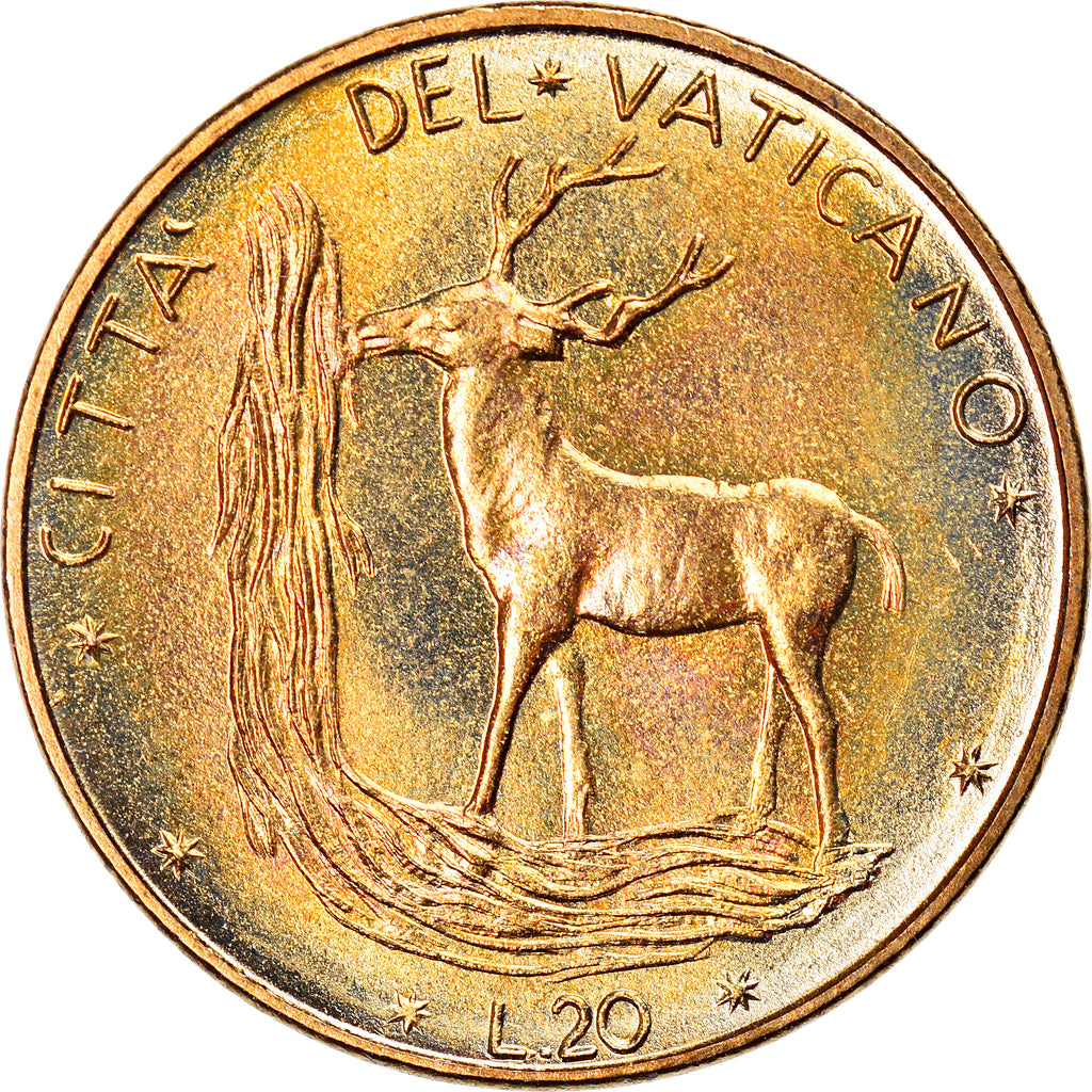 Coin, VATICAN CITY, Paul VI, 20 Lire, 1975, MS(63), Aluminum-Bronze, KM:120