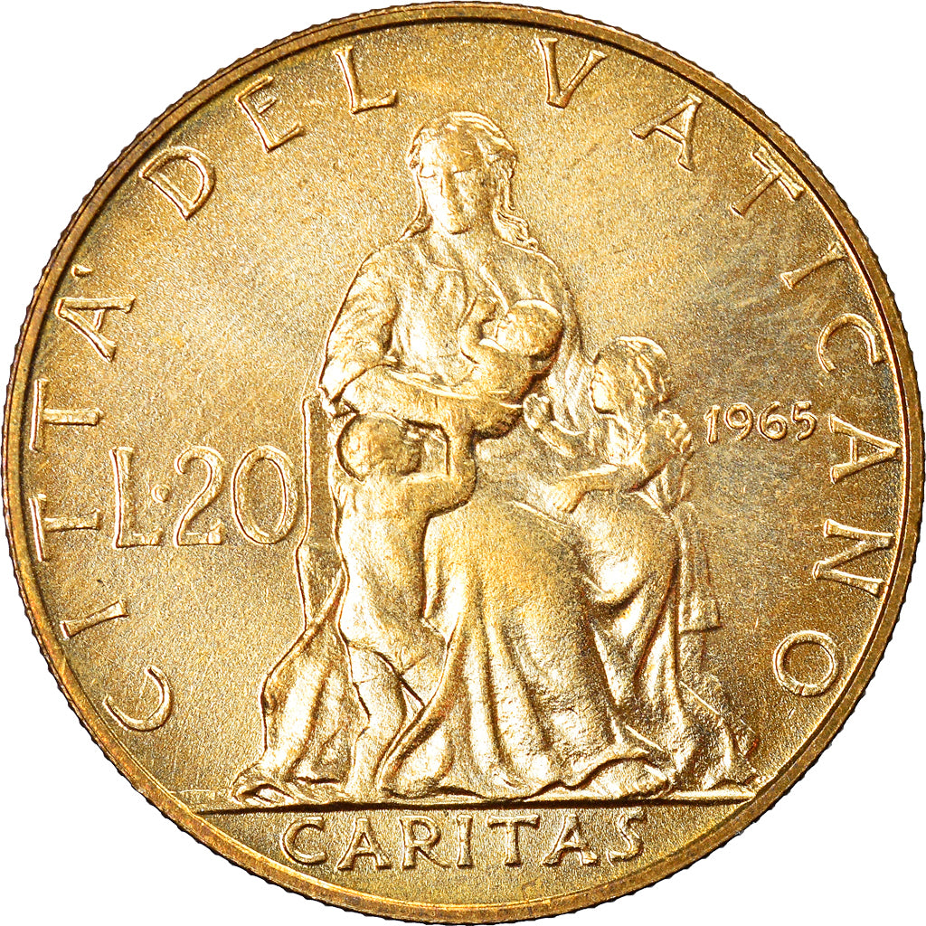 Coin, VATICAN CITY, Paul VI, 20 Lire, 1965, MS(63), Aluminum-Bronze, KM:80.2