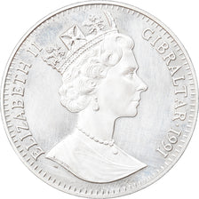 Coin, Gibraltar, Elizabeth II, Crown, 1991, MS(65-70), Silver, KM:66a