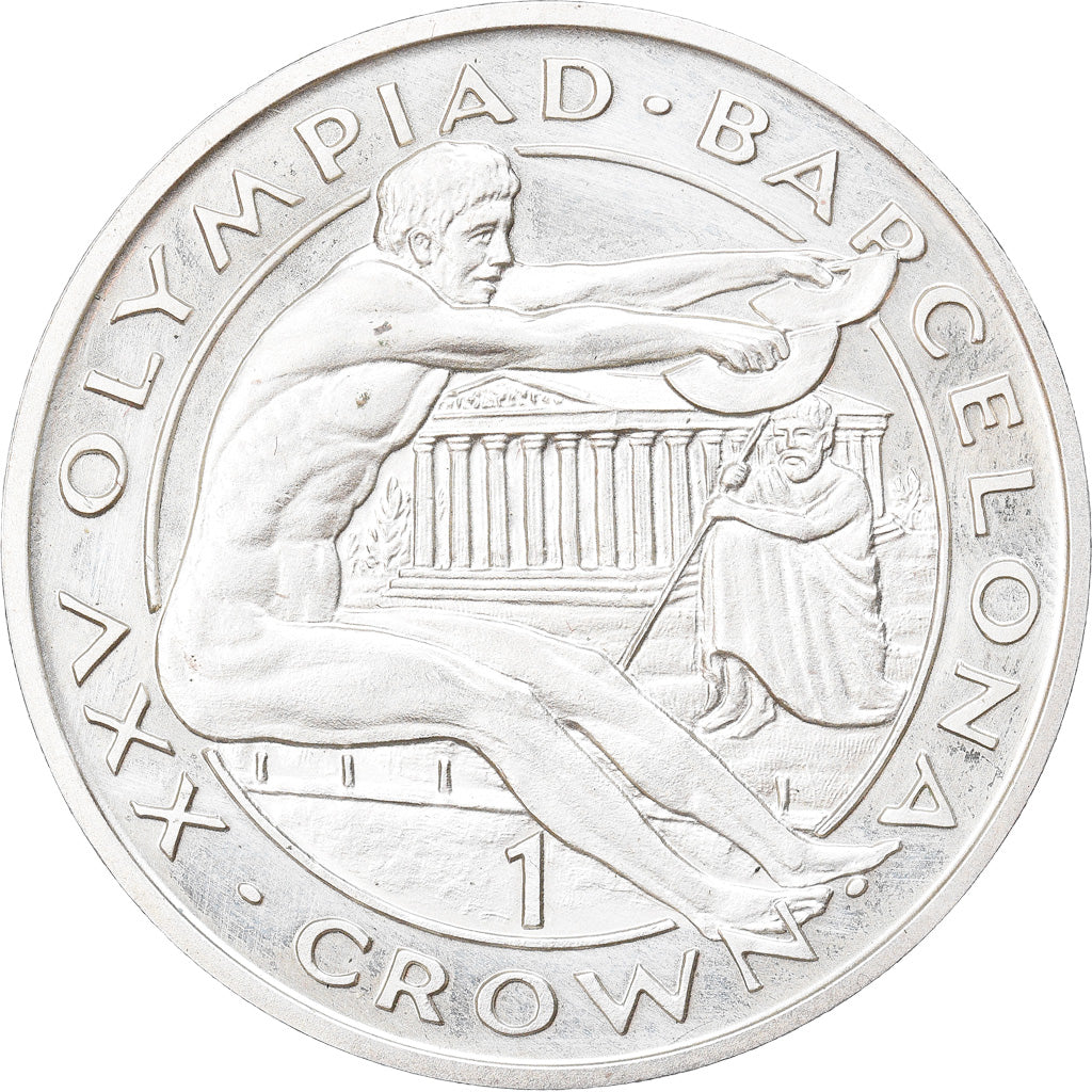 Coin, Gibraltar, Elizabeth II, Crown, 1991, MS(65-70), Silver, KM:66a