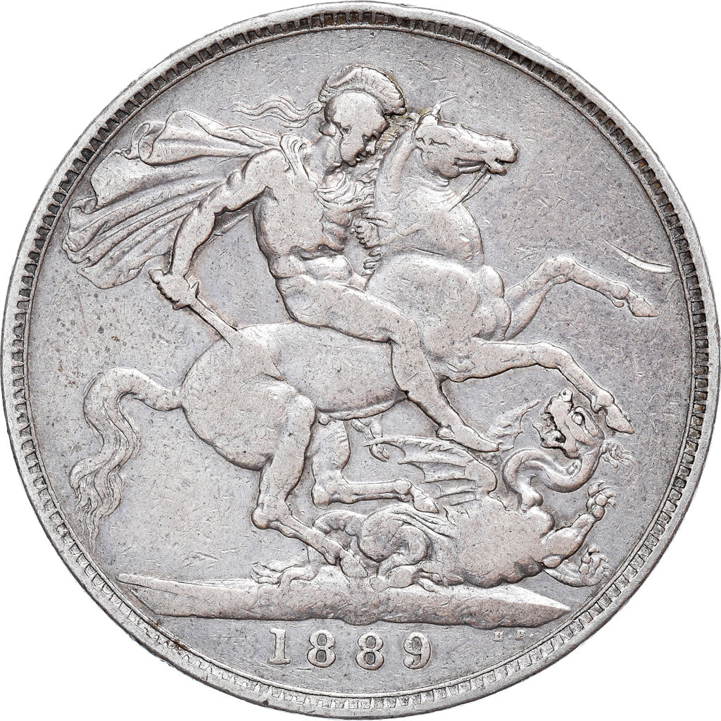 Coin, Great Britain, Victoria, Crown, 1889, VF(30-35), Silver, KM:765