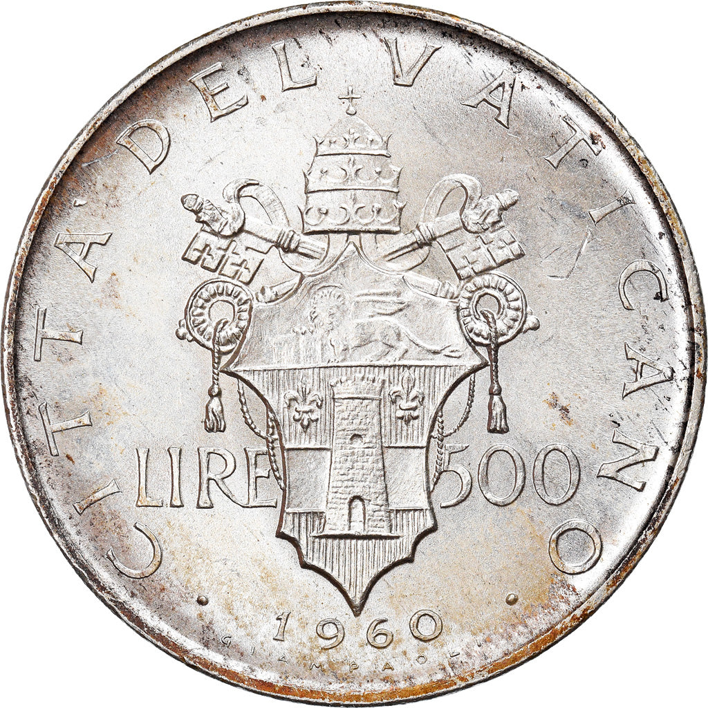 Coin, VATICAN CITY, John XXIII, 500 Lire, 1960, MS(63), Silver, KM:65.2