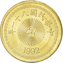 Coin, CHINA, REPUBLIC OF, TAIWAN, 50 Yuan, 1992, MS(63), Nickel-brass, KM:554