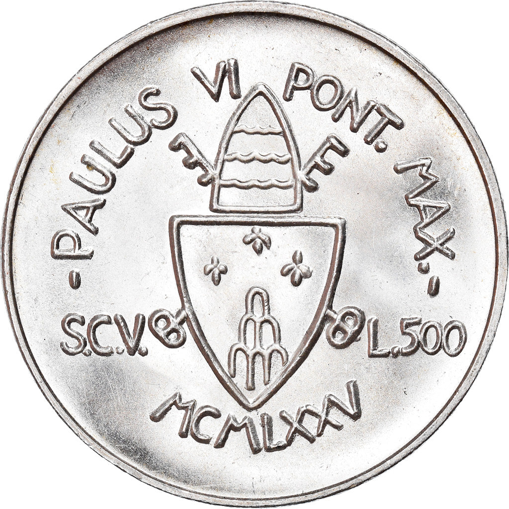 Coin, VATICAN CITY, Paul VI, 500 Lire, 1975, MS(63), Silver, KM:131