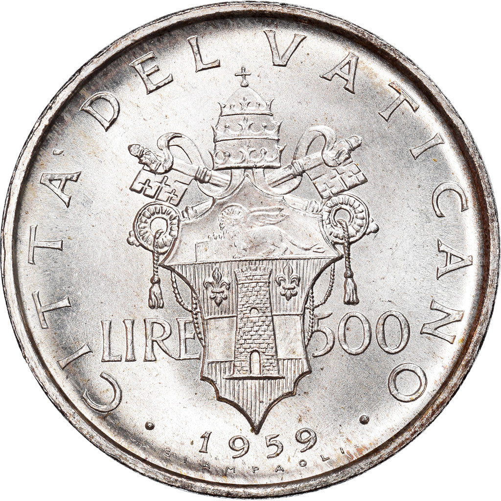 Moneta, CITTÀ DEL VATICANO, John XXIII, 500 Lire, 1959, SPL+, Argento, KM:65.1