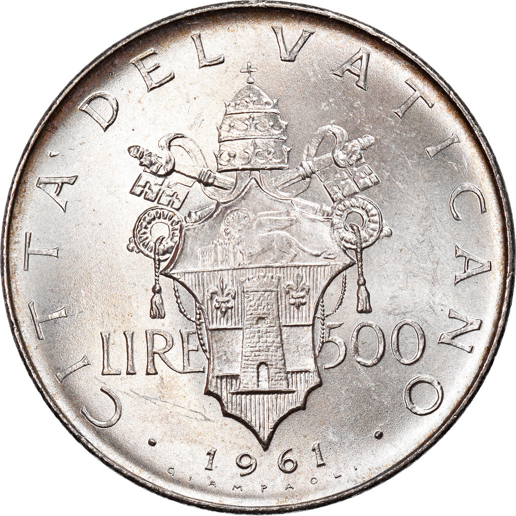 Moneta, CITTÀ DEL VATICANO, John XXIII, 500 Lire, 1961, SPL, Argento, KM:65.2