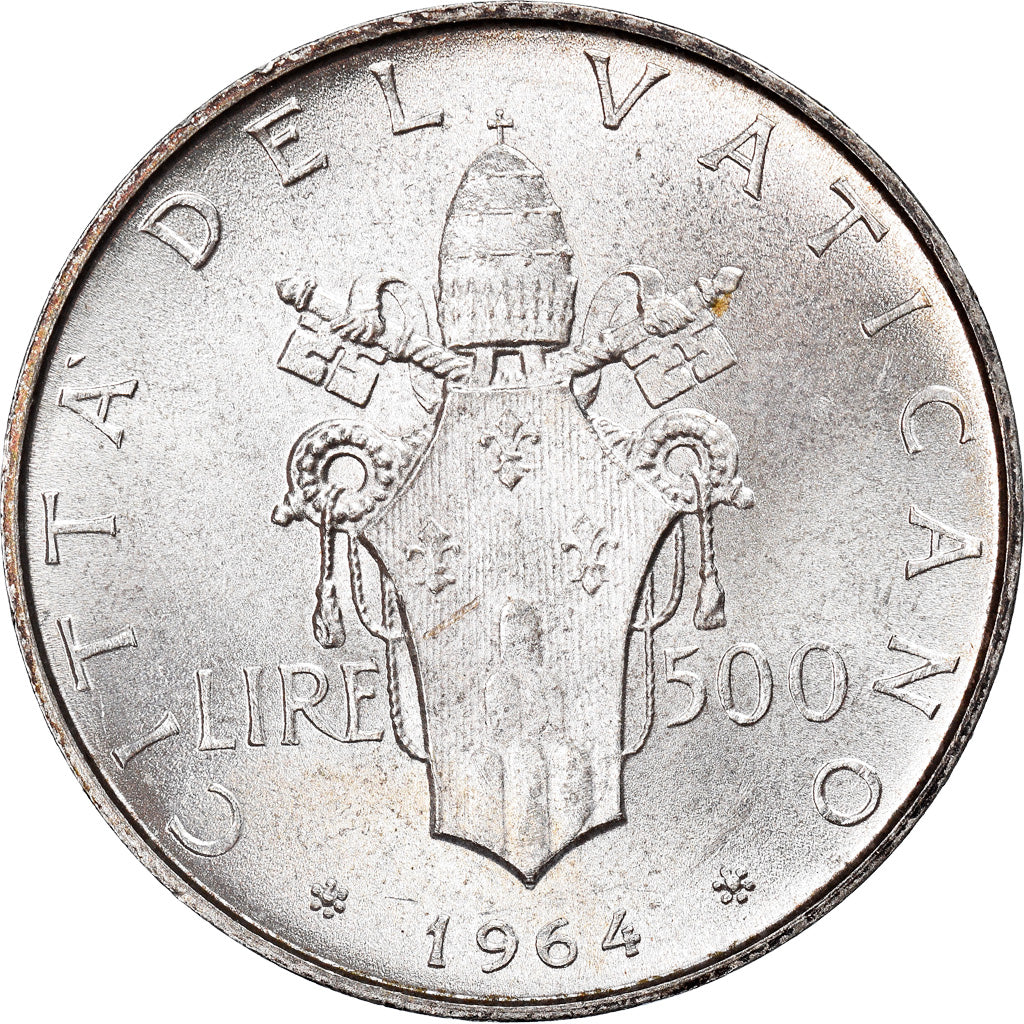 Coin, VATICAN CITY, Paul VI, 500 Lire, 1964, MS(63), Silver, KM:83.2
