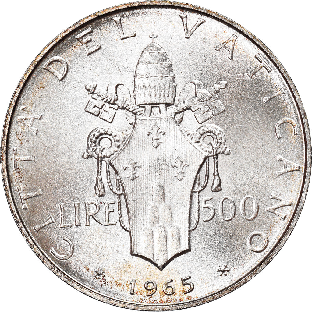 Coin, VATICAN CITY, Paul VI, 500 Lire, 1965, MS(63), Silver, KM:83.2