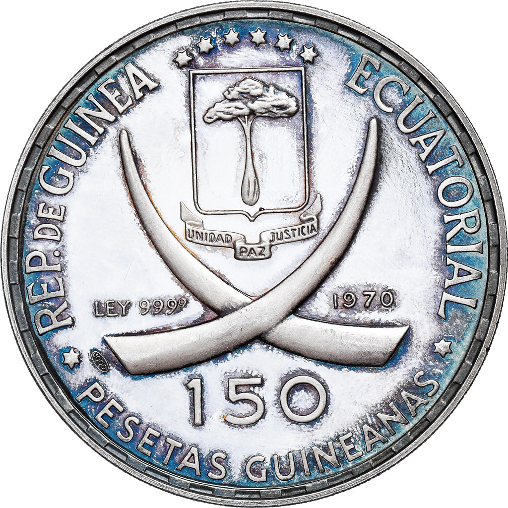 Coin, Equatorial Guinea, 150 Pesetas, 1970, MS(63), Silver, KM:17