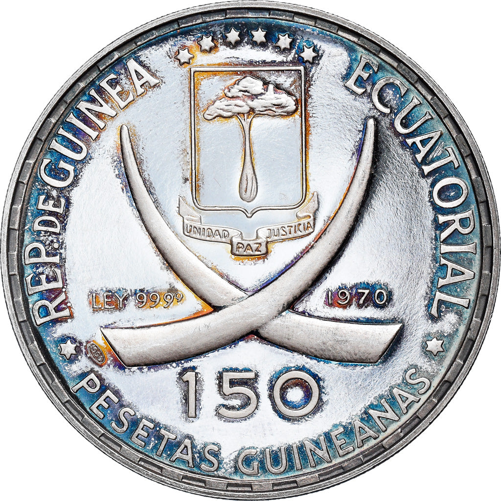 Coin, Equatorial Guinea, 150 Pesetas, 1970, MS(63), Silver, KM:15
