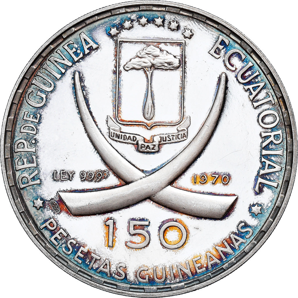 Moneta, Guinea equatoriale, 150 Pesetas, 1970, SPL, Argento, KM:14