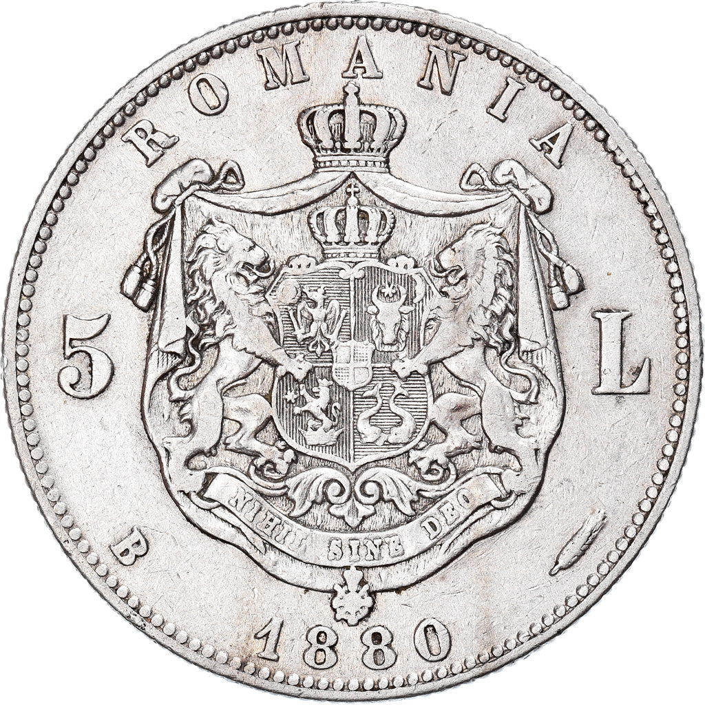 Coin, Romania, Carol I, 5 Lei, 1880, EF(40-45), Silver, KM:12