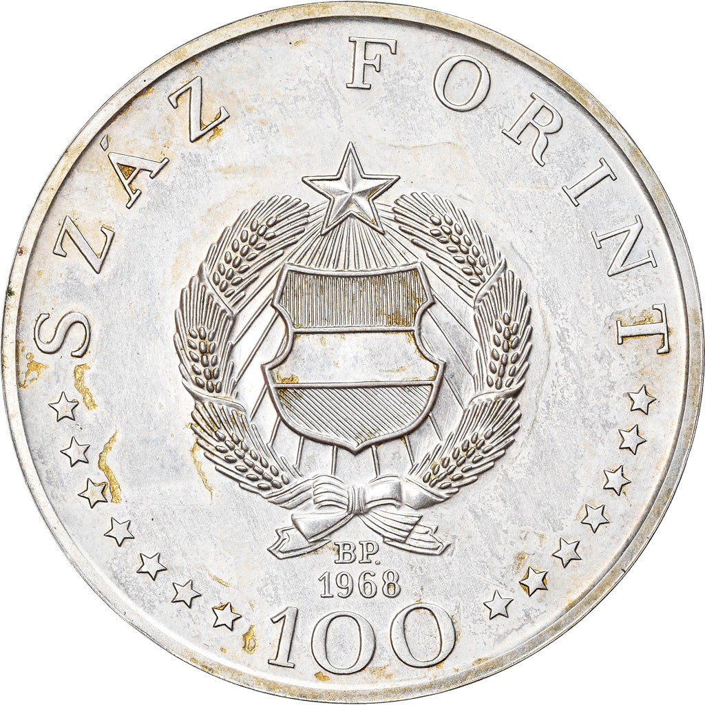 Coin, Hungary, 100 Forint, Szaz, 1968, MS(60-62), Silver, KM:584