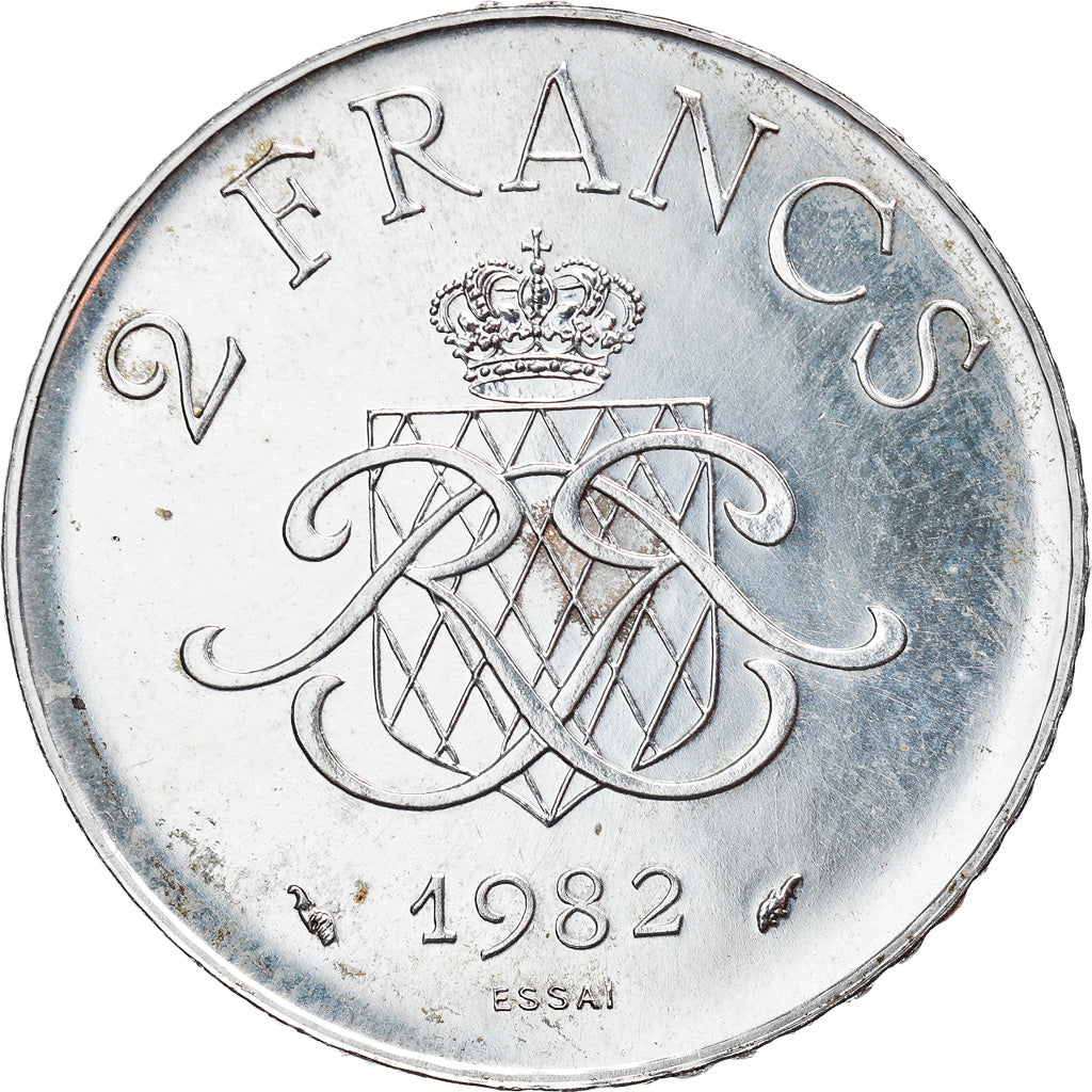 Coin, Monaco, Rainier III, 2 Francs, 1982, Paris, ESSAI, MS(63), Silver
