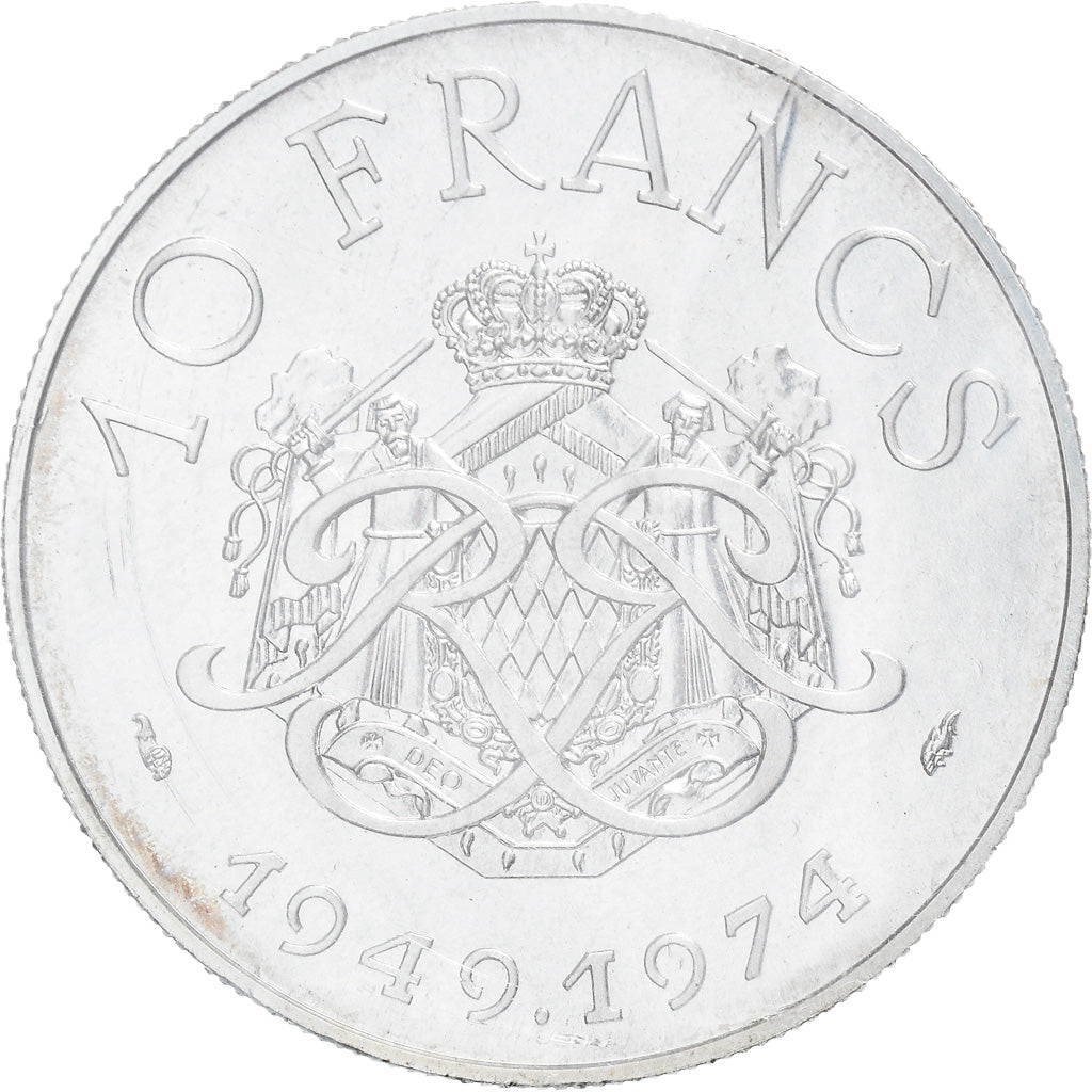 Coin, Monaco, Rainier III, 10 Francs, 1974, ESSAI, MS(64), Silver, KM:E64