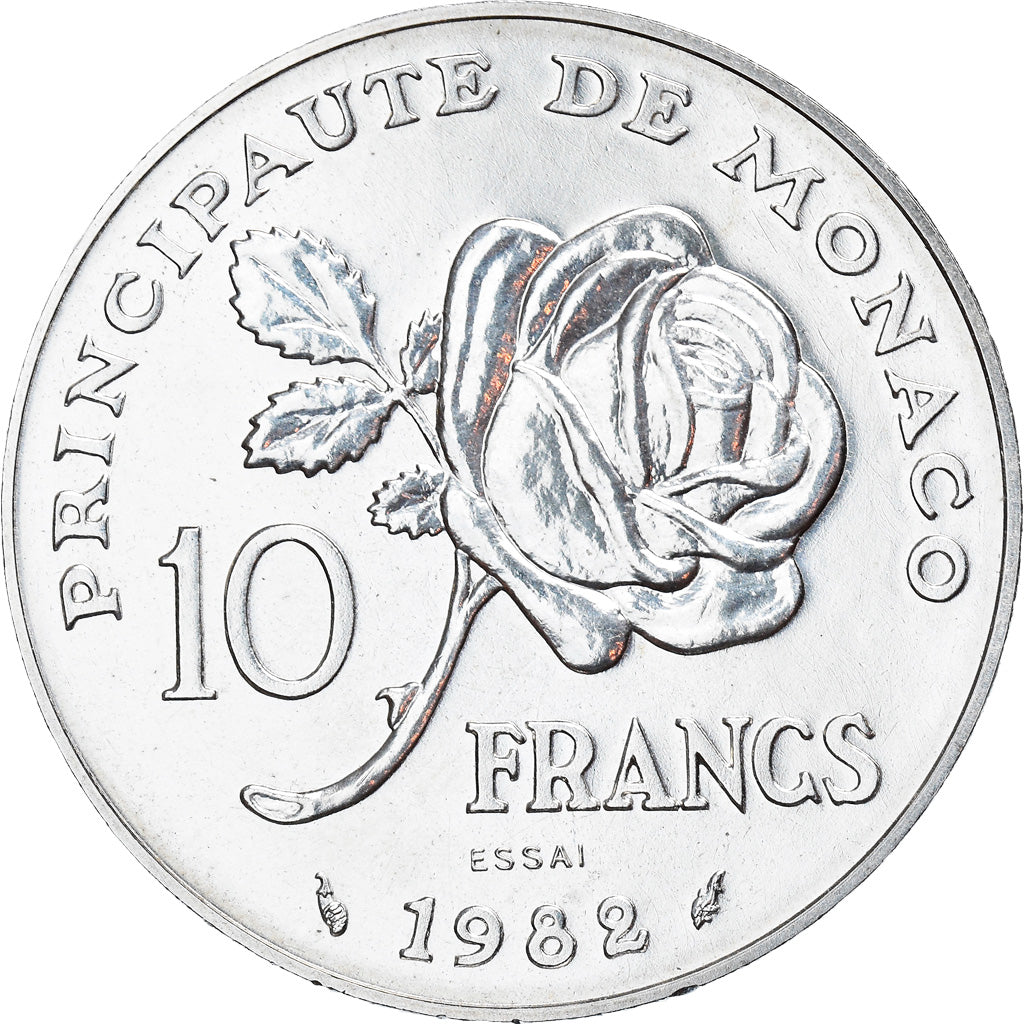 Coin, Monaco, Grace de Monaco, 10 Francs, 1982, Pessac, ESSAI, MS(65-70)