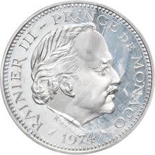 Moeda, Mónaco, 5 Francs, 1974, Paris, Piéfort, MS(65-70), Prata, KM:PE17