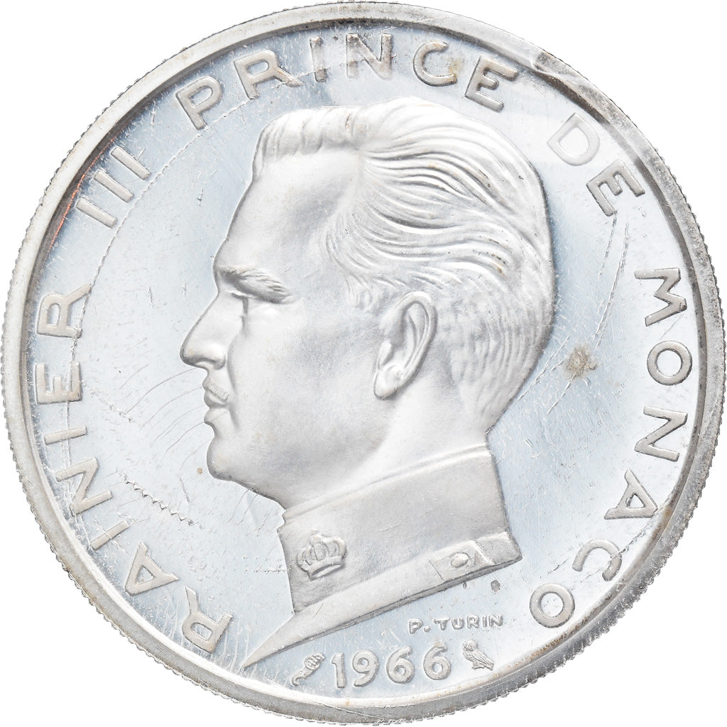 Coin, Monaco, 5 Francs, 1966, Paris, ESSAI, MS(64), Gold, KM:E55
