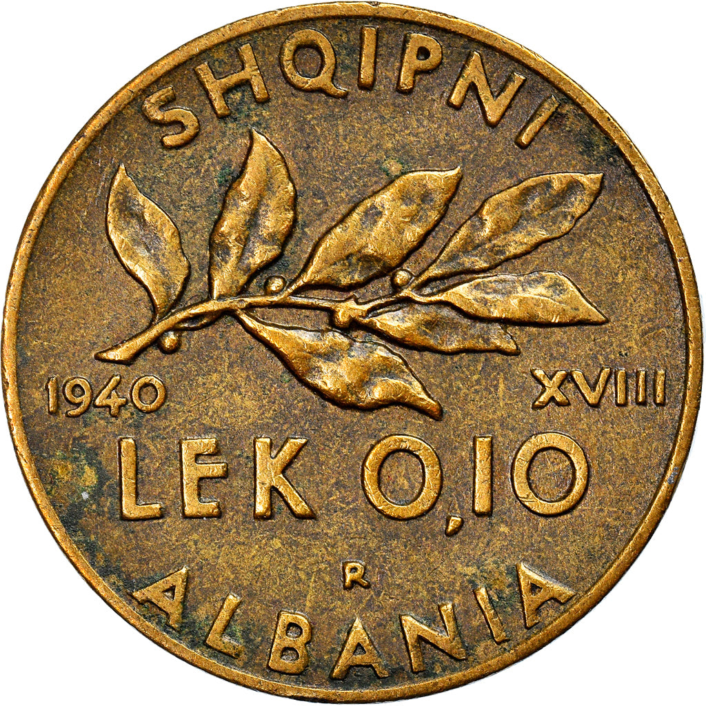 Monnaie, Albania, Vittorio Emanuele III, 0.10 Lek, 1940, Rome, TTB