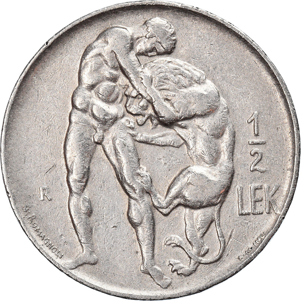 Coin, Albania, 1/2 Lek, 1926, Rome, EF(40-45), Nickel, KM:4