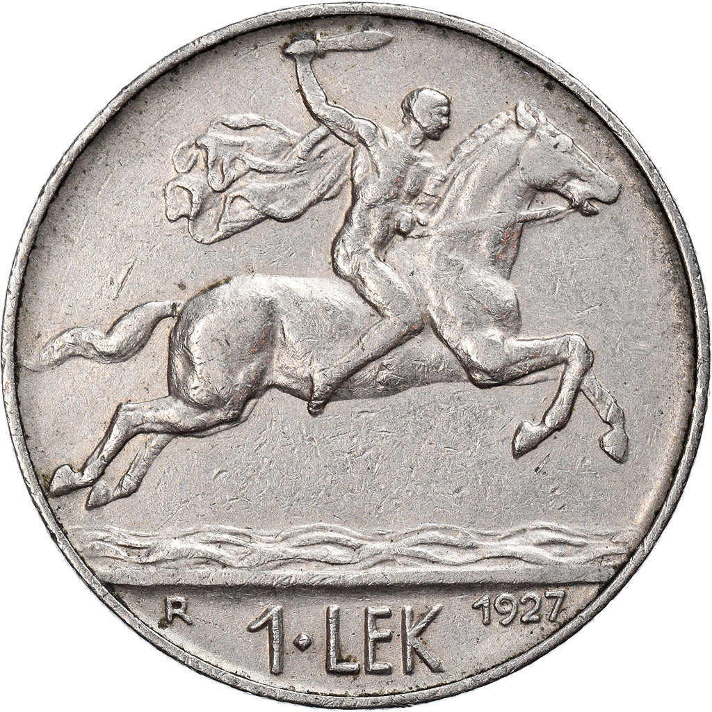 Coin, Albania, Lek, 1927, Rome, EF(40-45), Nickel, KM:5