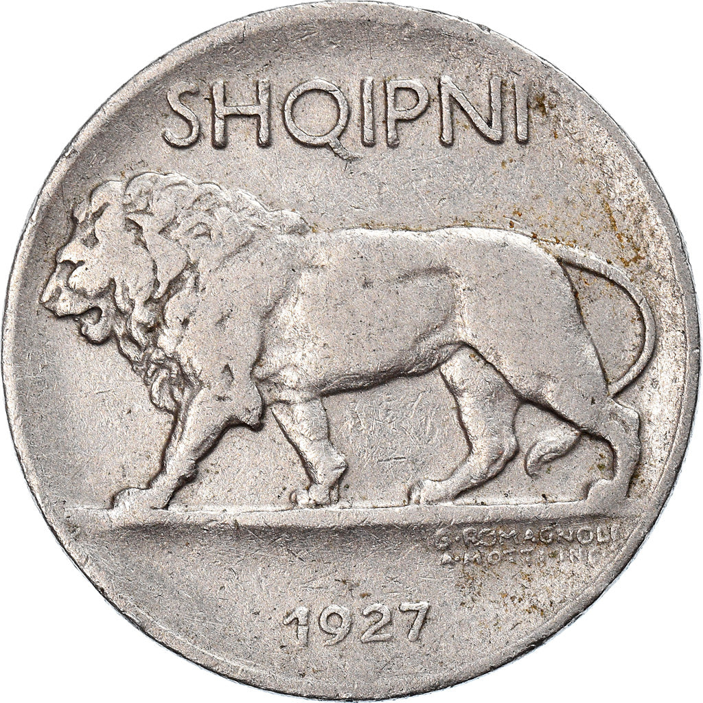 Coin, Albania, 1/4 Leku, 1927, Rome, VF(20-25), Nickel, KM:3