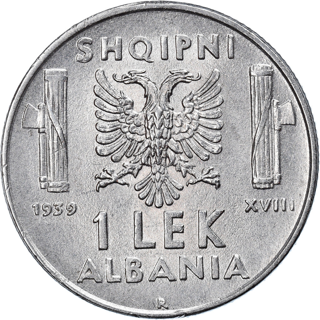 Monnaie, Albania, Vittorio Emanuele III, Lek, 1939, Rome, TTB+, Stainless Steel