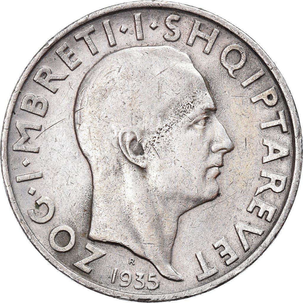 Coin, Albania, Zog I, 2 Franga Ari, 1935, Rome, EF(40-45), Silver, KM:17