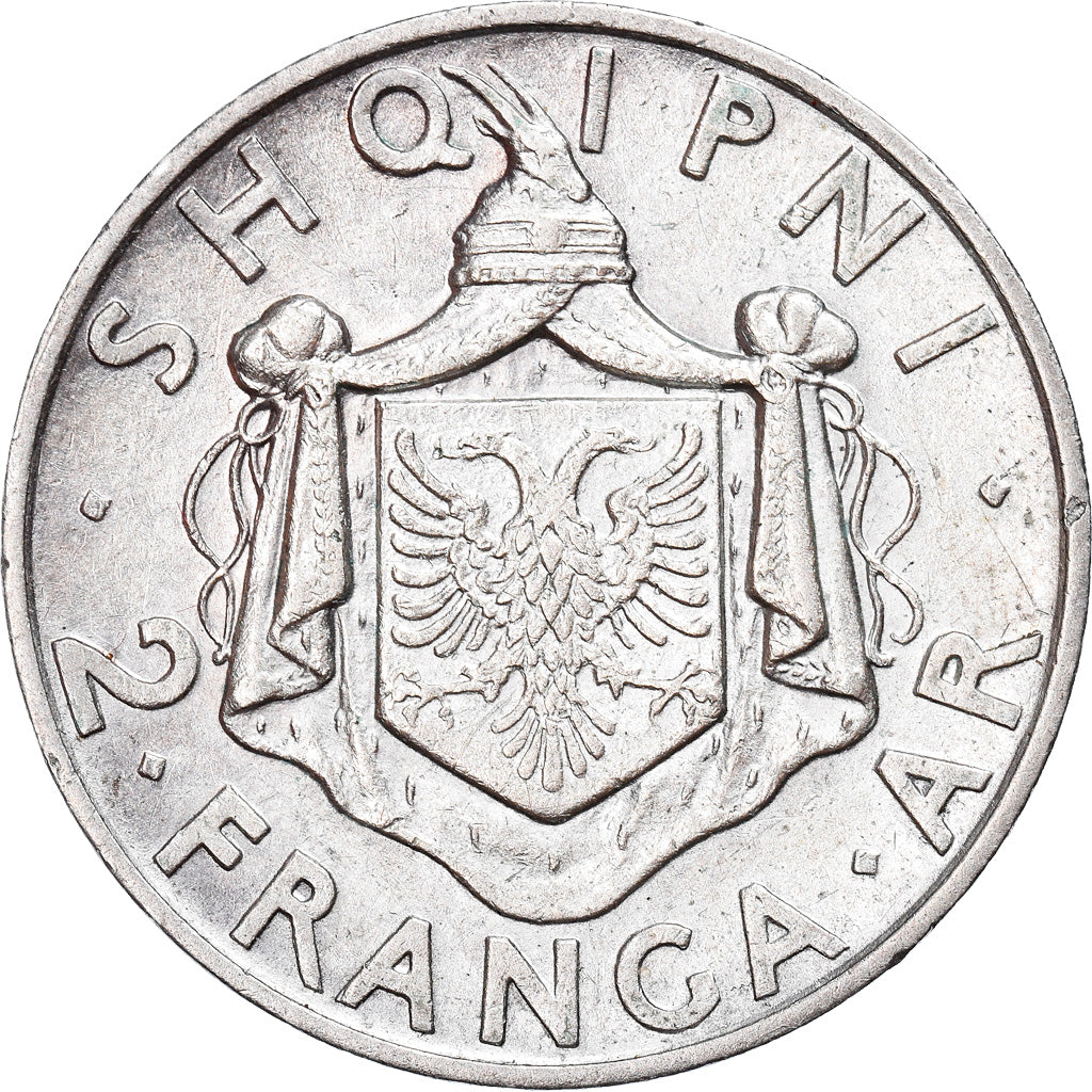 Coin, Albania, Zog I, 2 Franga Ari, 1935, Rome, EF(40-45), Silver, KM:17