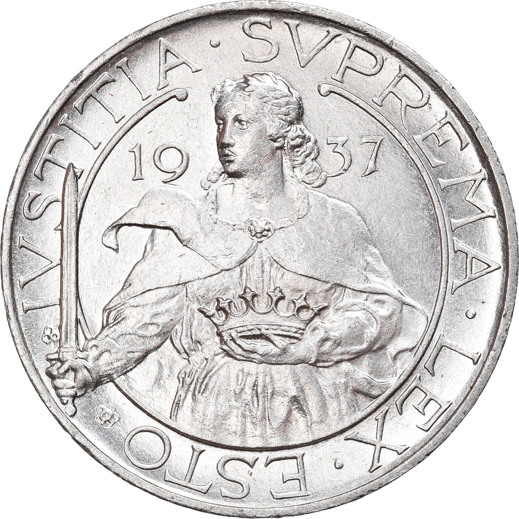 Coin, San Marino, 10 Lire, 1937, Rome, AU(55-58), Silver, KM:10