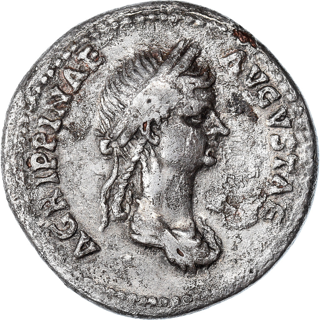 Moneda, Claudius and Agrippina, Denarius, 50-51, Rome, Fourrée, MBC, Plata