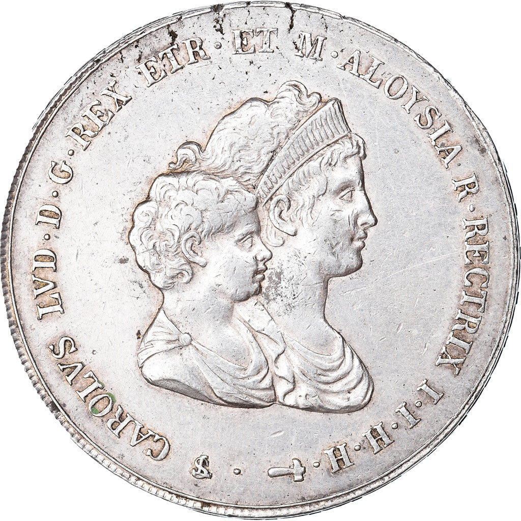 Coin, ITALIAN STATES, TUSCANY, Charles Louis, 10 Lire, 1807, AU(55-58), Silver