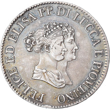 Moeda, ESTADOS ITALIANOS, LUCCA, Felix and Elisa, 5 Franchi, 1805, Firenze